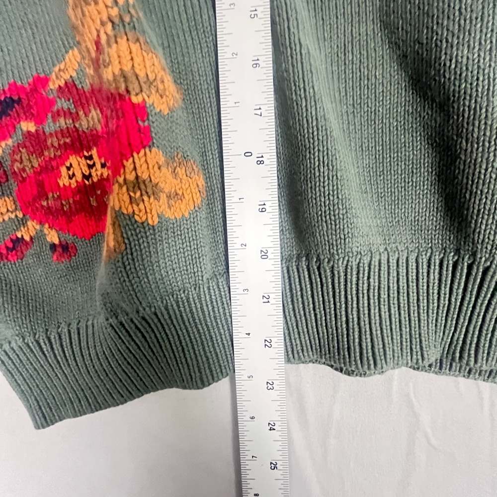 Vintage Eddie Bauer Sweater Womens Large Gray Red Plaid Fall Christmas Henley - Picture 9 of 11